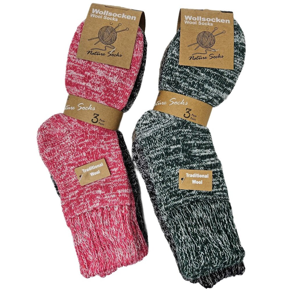Women’s Marled Wool Thermal Socks 3-Pair Pack Cozy Winter Warm Boot Socks. 9-11